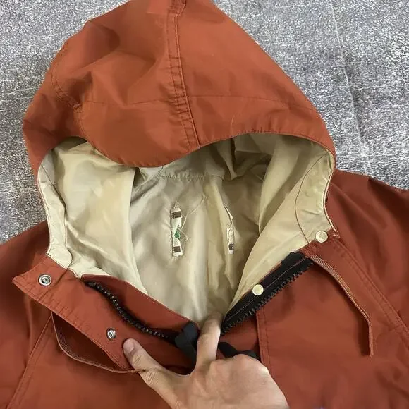 Men's Vintage 70's REI USA Burnt Orange Mountain Hooded Parka Zip Up Jacket Sz S - Picture 3 of 4